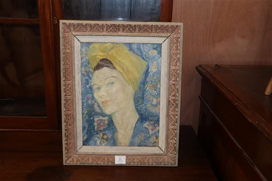 Cynthia McCracken, oil on canvas, The Head, signed, Scottish Society of Women Artists label verso, 40 x 30cm